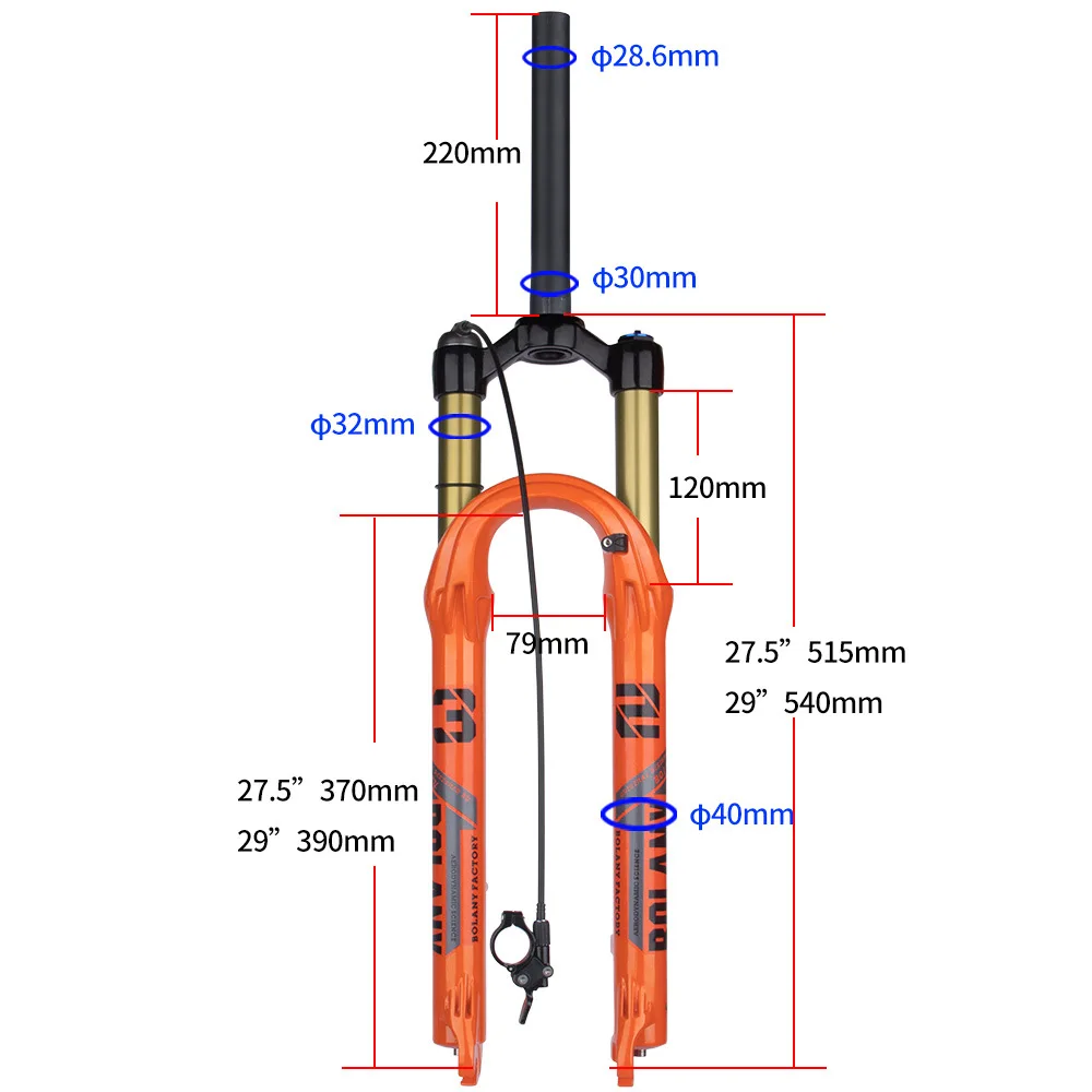 Bolany-Mountain Bike Suspension Fork, Oil Damping Fork, MTB 29 inch Air Fork, 27.5 inch Shock Absorber, Front Air Suspension