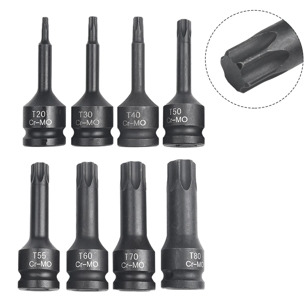 8pcs Set Socket Adapter Portable Socket Sets T20/T30/T40/T50 T55/T60/T70/T80 For Wrench Hand Tools Hexagon Socket