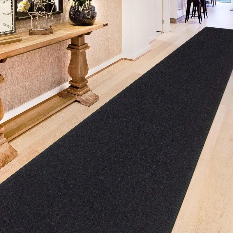 Machine Washable Modern Solid Design Non-Slip Rubberback 3x10 Traditional Runner Rug for Hallway, Kitchen, Bedroom,