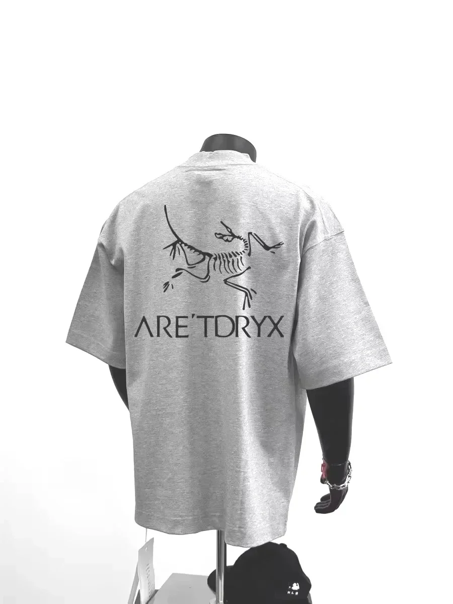 __Men's Minimalist T-Shirt Skeleton Contrast Print Streetwear Top Gray Crew Neck Summer Graphic Tee__ - t shirt 2025 new
