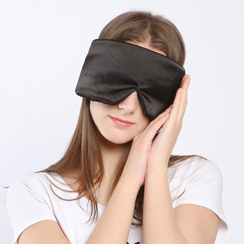 Luxury Real Silk Portable Travel Sleep Eye Mask Thicker Rest Aid Soft Cover Eye Patch Eyeshade Sleeping Mask Case MR080