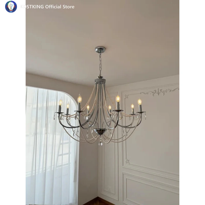 American Retro Led Crystal Candle Pendant Light Home Decoration Main And Guest Rooms Bedrooms Villas Restaurants Lighting
