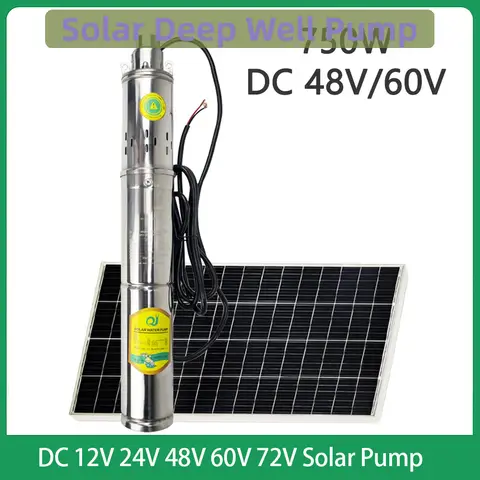 750W 370W 150W 12V-72V Deep Well Pump With Built-In Controller Solar Submersible Pless Steel Submersible Pump for Agriculture