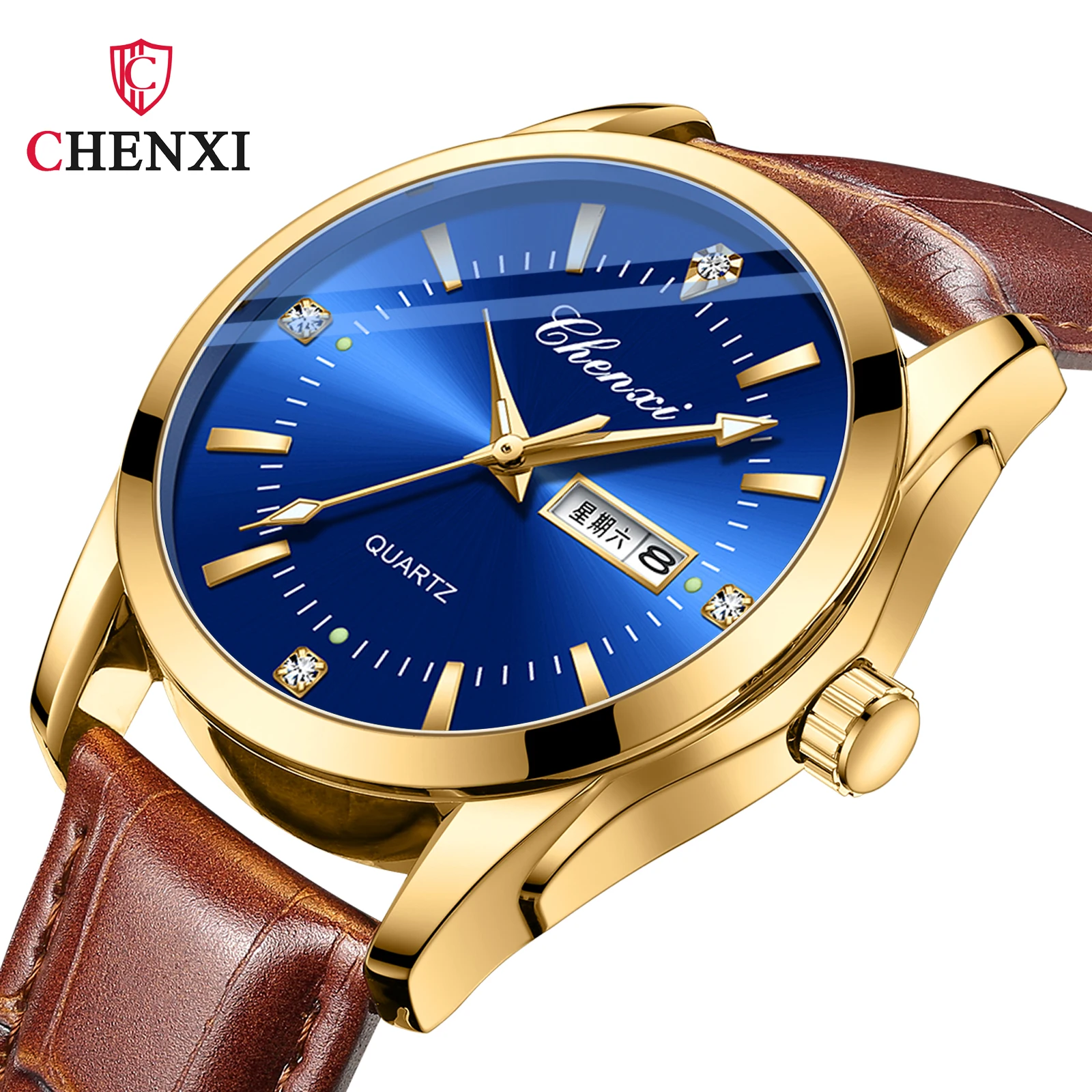 

2022 New CHENXI Watch For Men Reloj Hombre Dual Calendar Business Mens Watches Waterproof Belt Quartz Luminous Man Wristwatch