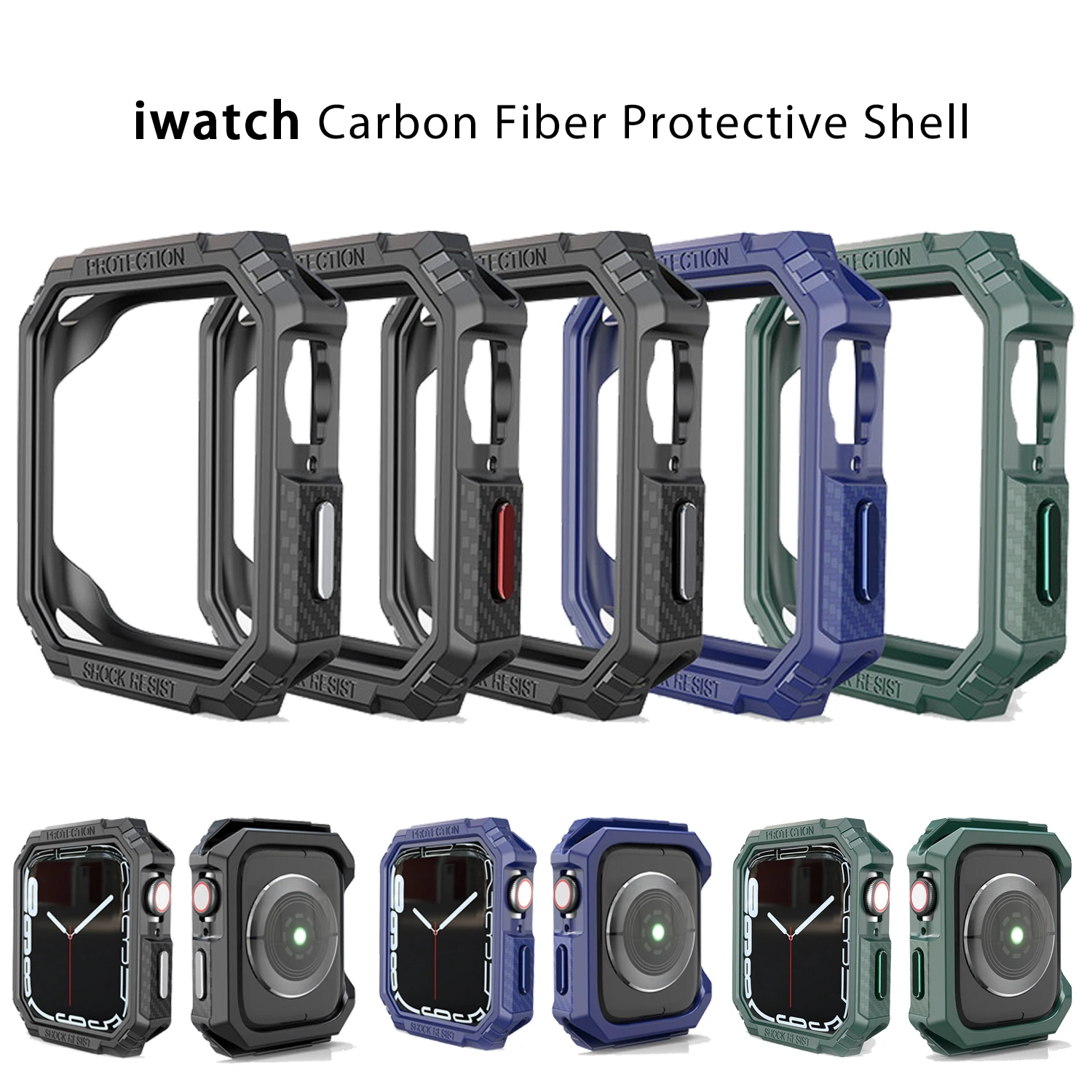 

Compatible for Apple Watch Case 49mm 45/44mm 41/40mm Series 8/7/SE/6/5/4 Military Grade Matte Rugged Bumper Shockproof Cover