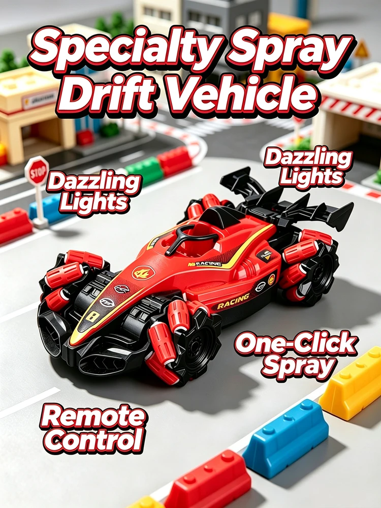 New LED Spray RC Stunt Racing Car Remote Control Drift Off Road Climbing Vehicle with One Click Spray Birthday Gift Toy
