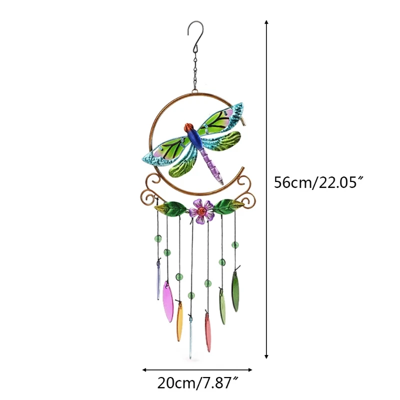 Campanas viento Metal para interiores y exteriores, adornos pintados libélula 3D, carillón viento conmemorativo para