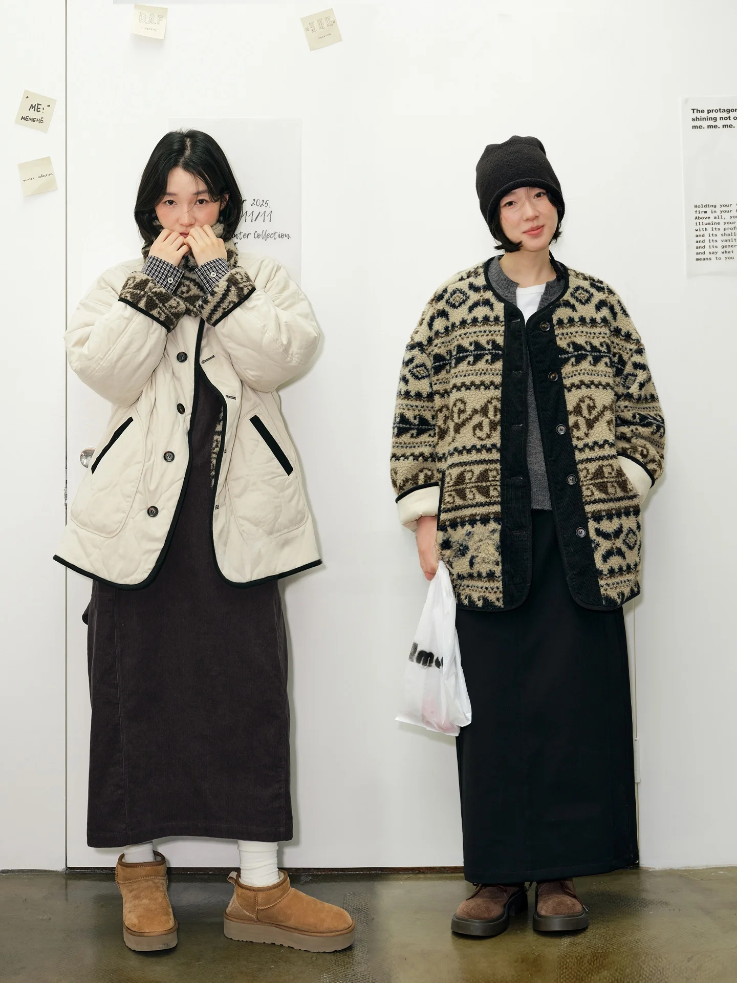 

Double-Sided Wear Cotton Jaet Fair Isle Knit Pine Nut And Chestnut Pie Pattern Retro Striped round Ne Thiened Chinese B...