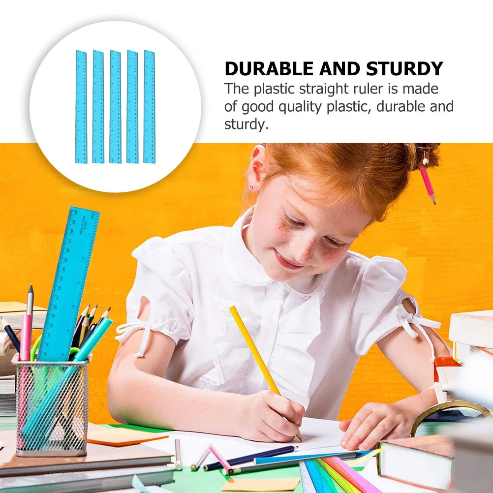 

5Pcs Plastic Straight Rulers 12 Inch Dual Side Measuring Tools for School Students Office Drawing Measurement Plastic Ruler