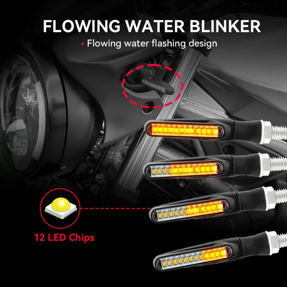 2/4 PCS Motorcycle LED Turn Signal Light Universal Amber Flowing Blinker Indicator 12 LED 12V Motorcycle Flashing Signals Lights