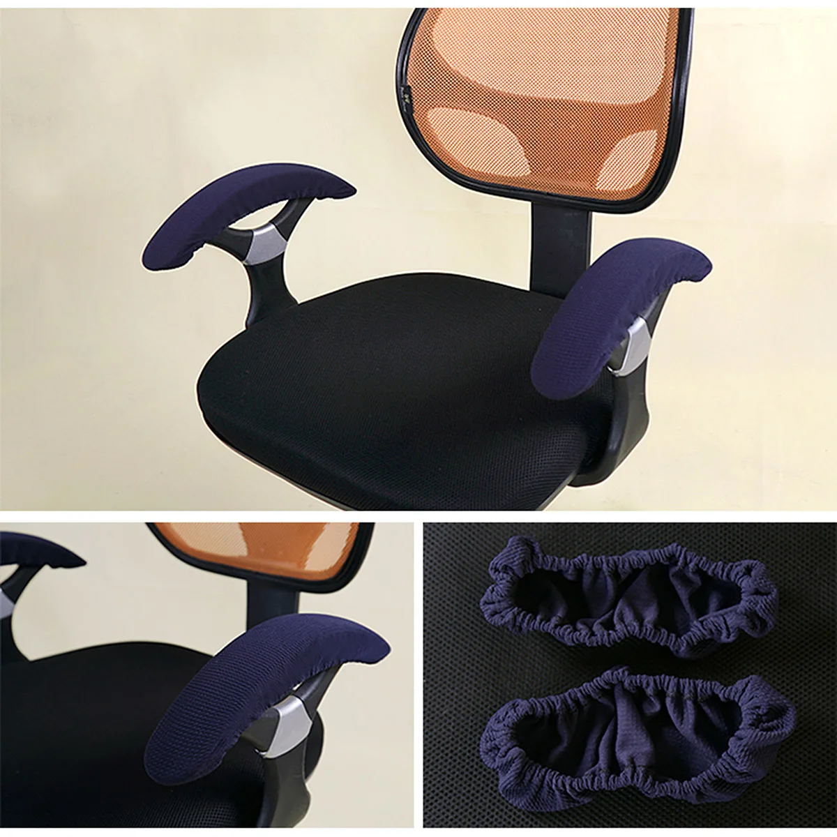 

2Pcs Office Chair Arm Rest Cover Thickened Elastic Band Navy Comfortable Chair Armrest Protective Sleeves
