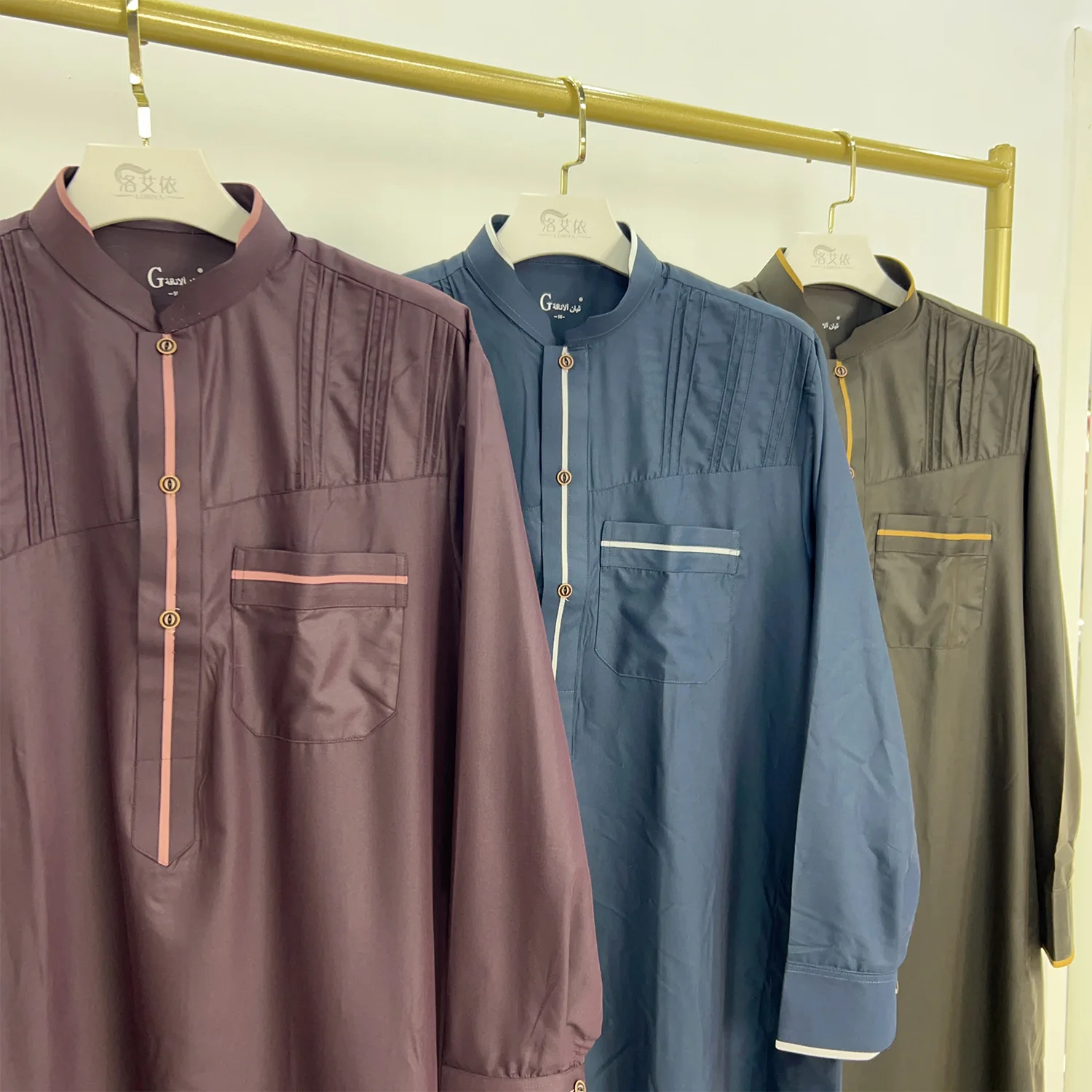 Eid Ramadan Men's Robe Jubba Thobe Muslim Coat Kaftan Islam Abaya Saudi Arabic Thoub Djellaba Daffah Dishdasha Clothing Dress