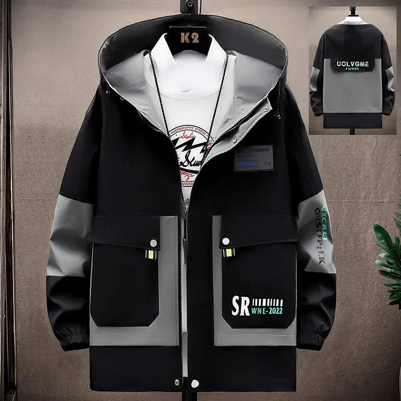 2025 spring New Fashion Trend Hooded Jacket Men\'s Casual Loose style Comfort Plus Fleece autumn High Quality Coat male M-4XL
