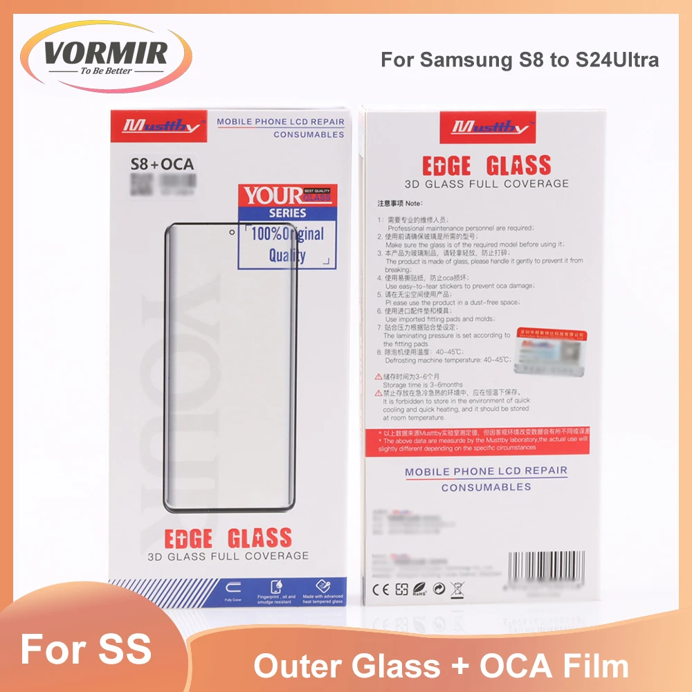 

5pcs LCD Front Glass Panel Replacement with OCA Film for Samsung Galaxy S24 S23 S22 Ultra Plus Series Touch Screen Repair Parts