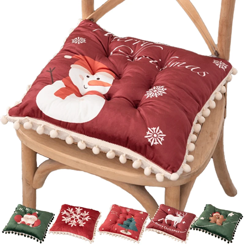 

1PC Christmas Square Chair Cushion Seat Cushions with Anti-skid Strap Indoor Outdoor Sofa Cushion,Pillow Cushion for Home Office