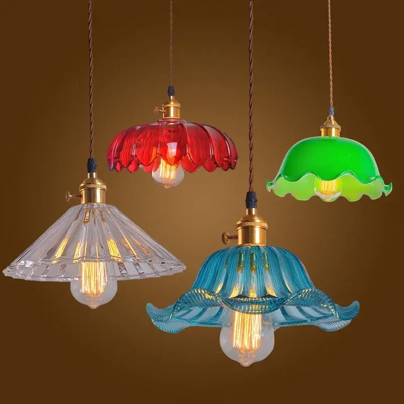 

Glass Pendant Light Vintage Ceiling Lamp Multi Colorful Cystal Glass Cafe Bar Club Coffee Shop
