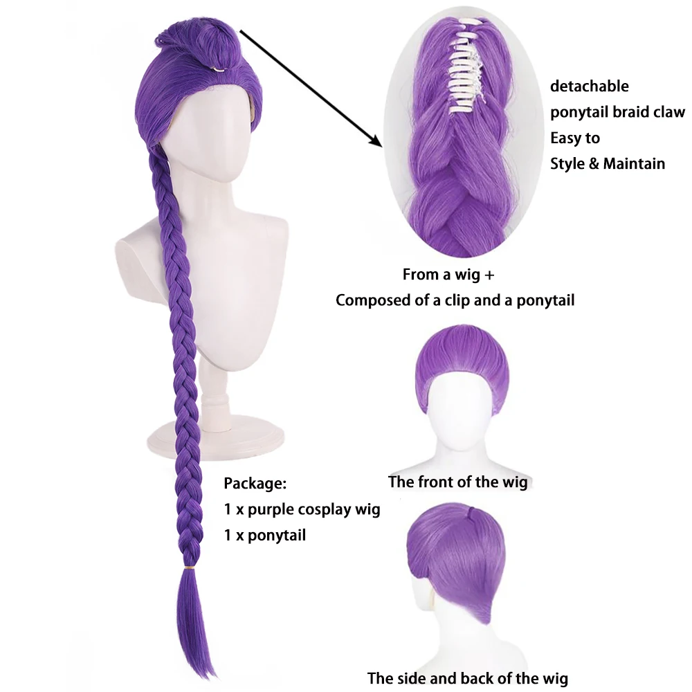 Peruka syntetyczna Anime Rumi Mila Zoe Cosplay, fioletowo-różowo-czarna, odpowiednia dla kobiet, do codziennego użytku, na imprezy, do odgrywania ról, odporna na ciepło.