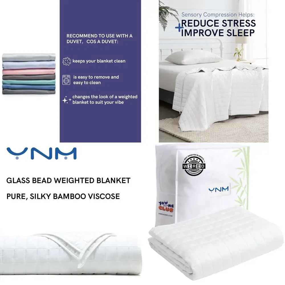 

15lbs Cooling Weighted Blanket for Hot Sleepers, 48x72 Twin/Full, White Rayon/Glass Beads