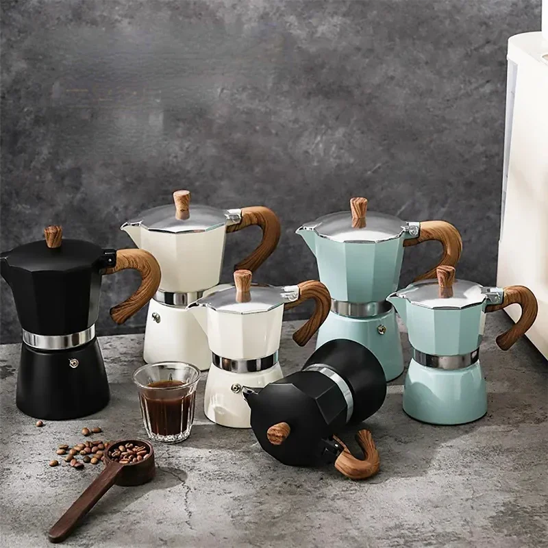 ماكينة صنع القهوة الإيطالية سعة 150 مل مع صمام ضغط من الألومنيوم لمشروب البارد الإسبريسو تصميم مثمن متين