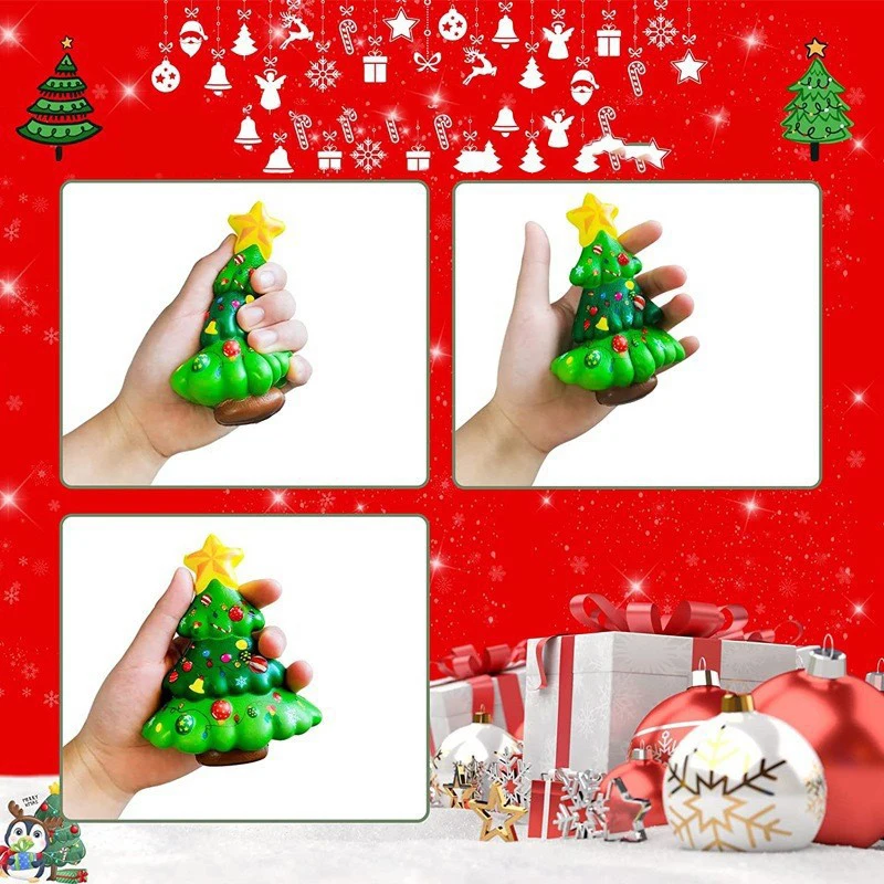 Christmas Tree Santa Claus Snowman Anti-Stress Relief Bounce Toy New Year Decor 2024 Christmas Party Decor Xmas Kids Favor Gifts