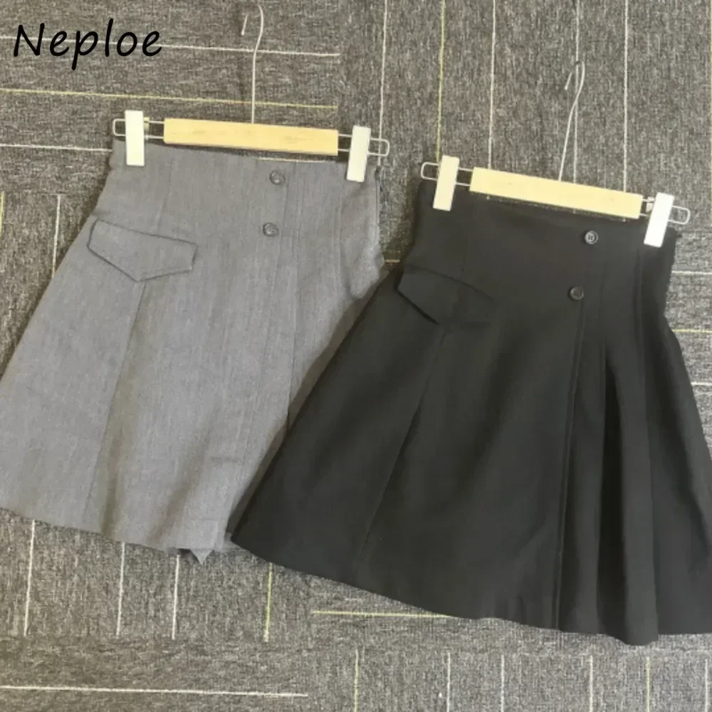 Neploe Dolce Vita Alta Increspato All-match Gonna A-line Asimmetrica Zip Casual Donne Falda Giappone New Moda Slim Fit Mujer Faldas