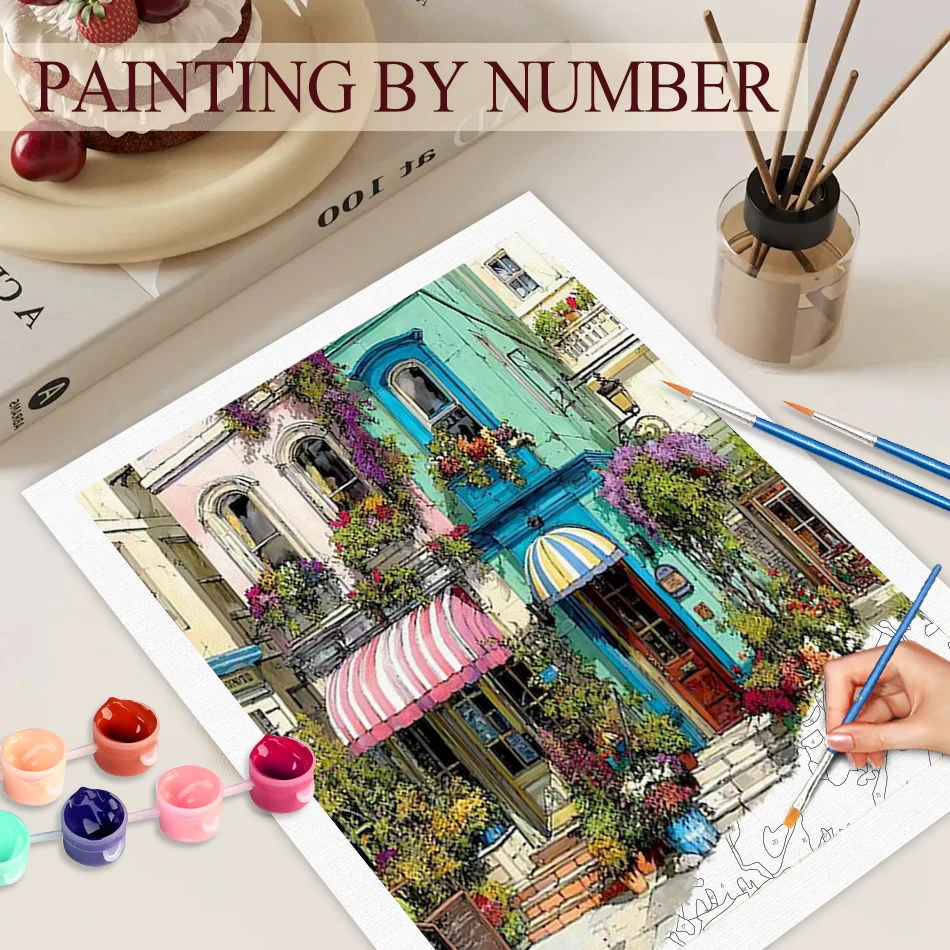 

Paint By Number Street Store Drawing On Canvas HandPainted Painting Art Gift DIY Pictures By Number Kits Home Decor