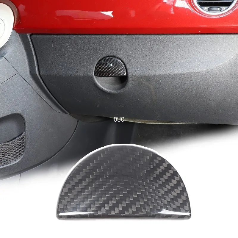 

For Fiat 500 Abarth 595 695 2007-2026 Real Carbon Fiber Car Co-pilot Glove Box Button Switch Cover Trim Interior Accessories