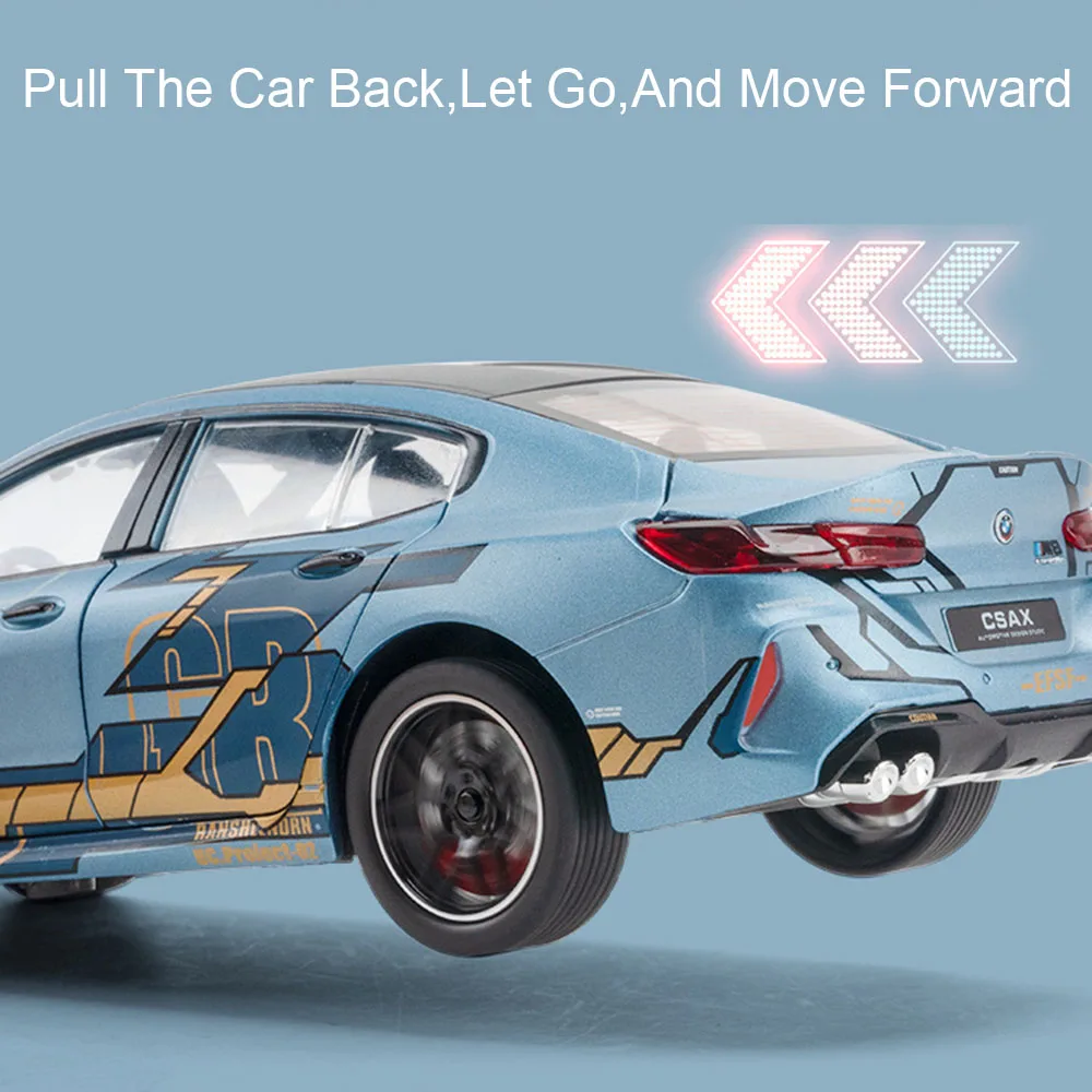 1:24 M8 미니어처 스포츠카 모델 장난감 합금 다이캐스트 사운드 라이트 도어 오픈 풀백 쇼크 흡수 경찰차 어린이 선물