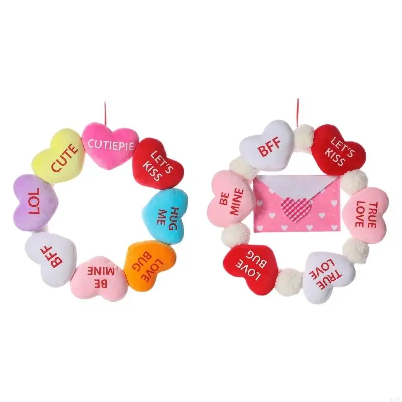 

LX0C Красочный сердечный венок для пары и молодожены дома украшения