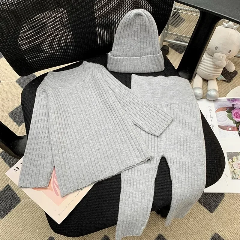 

Newborn Baby Girl Boy knitted Clothes Set Sweater+Pants+Hat 3Pcs Infant Toddler Loungewear Suit Autumn Winter Baby Clothes 0-2Y