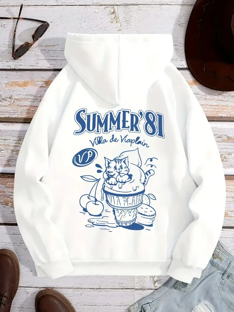 

Cartoon Cat Graphic Printing Autumn and Winter Pure Cotton Hoodie for Men and Women Outdoor Street Sports Training Brand Trendy