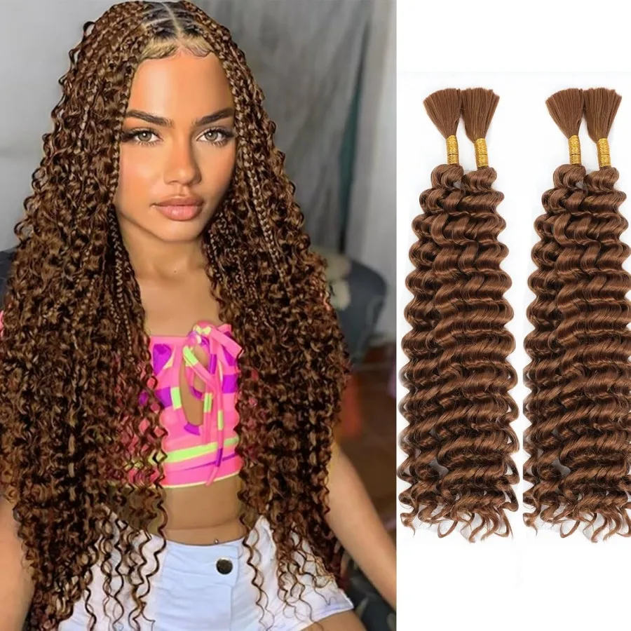 مزيج الشعر البشري الاصطناعية مجعد بوهو الشعر للتضفير 20 بوصة بوهو الضفائر 4 حزم 110 جرام حزمة الرطب والمموج موجة عميقة