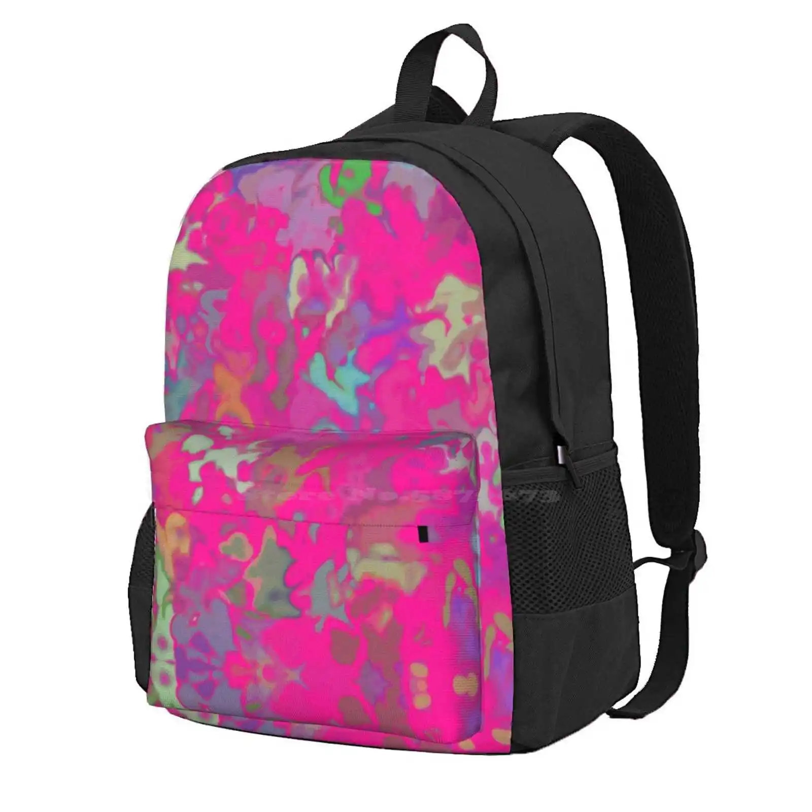 Fuchsia Print Hot Sale Schoolbag Backpack Fashion Bags Fuchsia Universewitness Oil Pattern Zoom Top