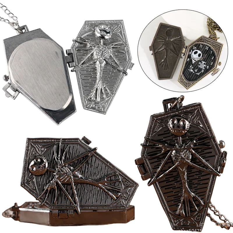 

The Nightmare Before Christmas Pocket Watch Fashion Vintage Quartz Pendant Watches Clock Chain Accessories Mens Women Gifts