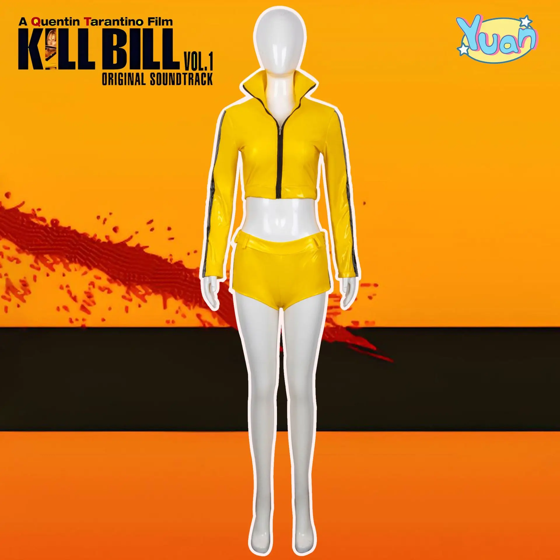

Костюм для косплея Kill Bill, костюм для косплея невесты, короткие штаны, комплект с короткими рукавами, 2D костюм для выступлений