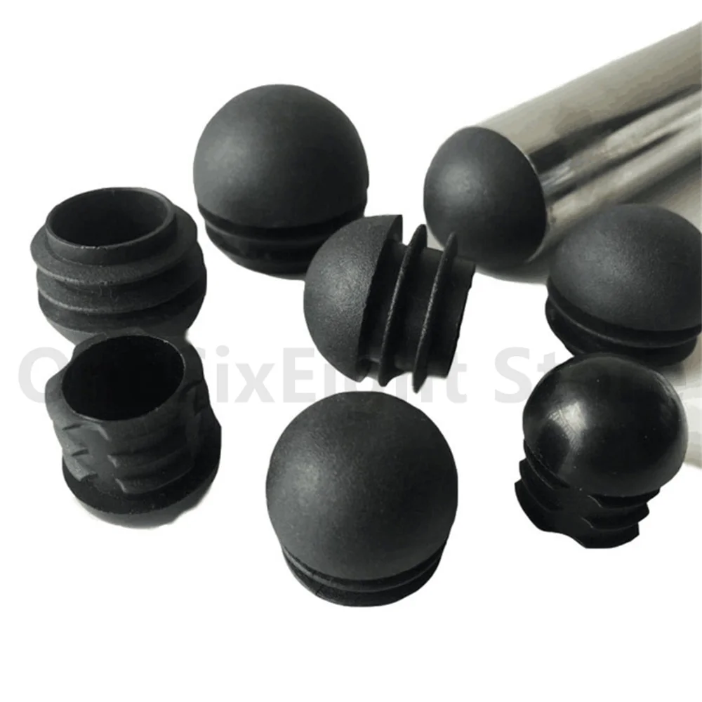 Black Domed Round Plastic Black Blanking End Caps Tube Pipe Inserts Plug 19 22 25 32mm