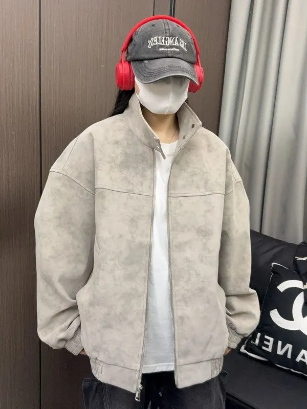 

Retro American Sle Leather Jaet Men's Loose Fit Dyeing Waed Trendy Neutral Sle Leather Coat for Autumn 2025