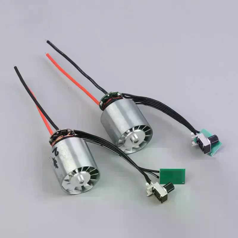 High Power 2S/3S DC 7.4V 12V Mini BLDC Brushless Motor With Driver Adjust Speed Controller Metal Brushless Ducted Fan