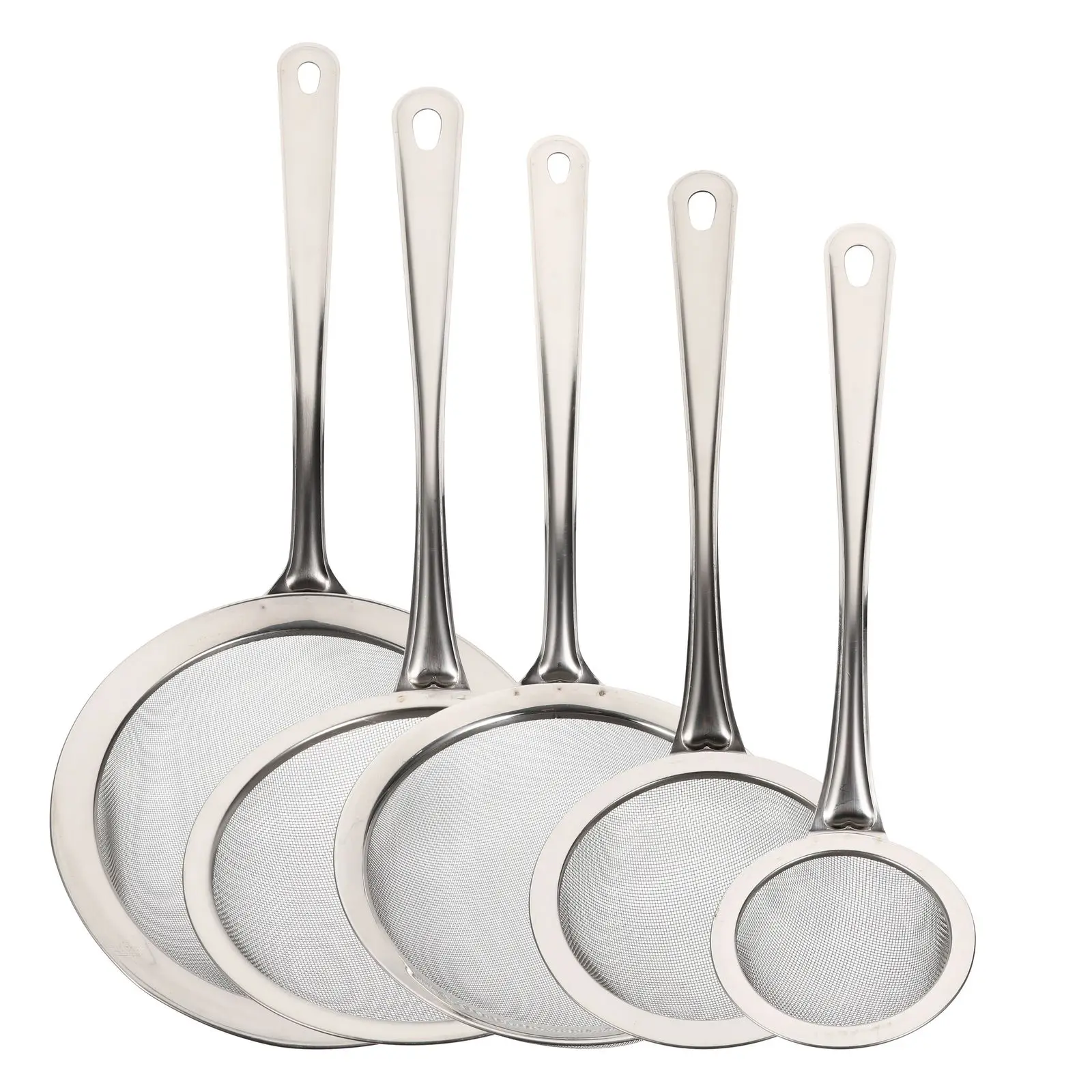 

5pcs Stainless Steel Frying Filter Spoon Set Round Sifter Kitchen Strainer Fine Mesh Baking Sieve Fried Chicken Skimmer Cooking
