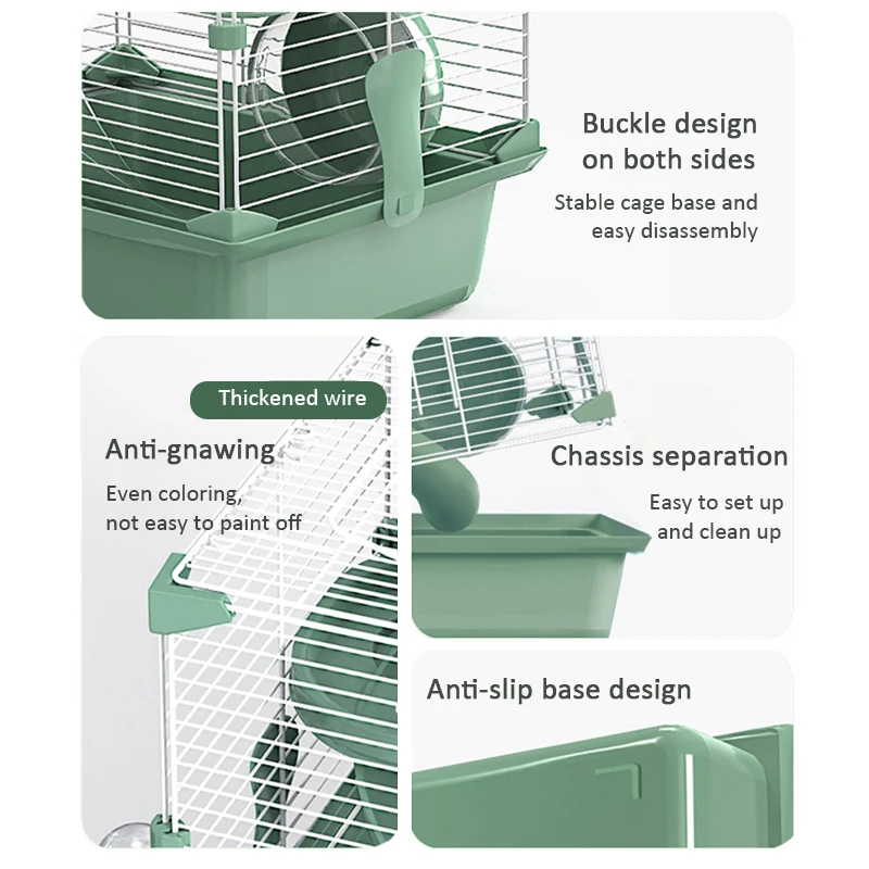 Hamster Cage Breathable Iron Wire Small Animal Cage Guinea Pig Villa House Habitats Nest Indoor Pet Hideout Hamster Accessories