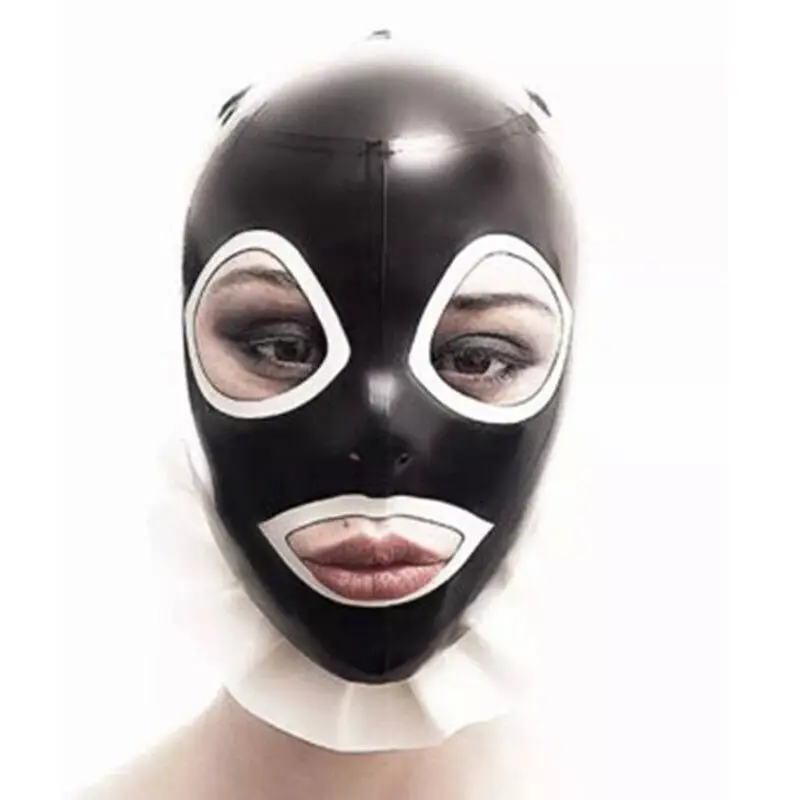 

Latex Stitching Side Frill Hat Handmade Rubber Mask Maid Cosplay Club Costume