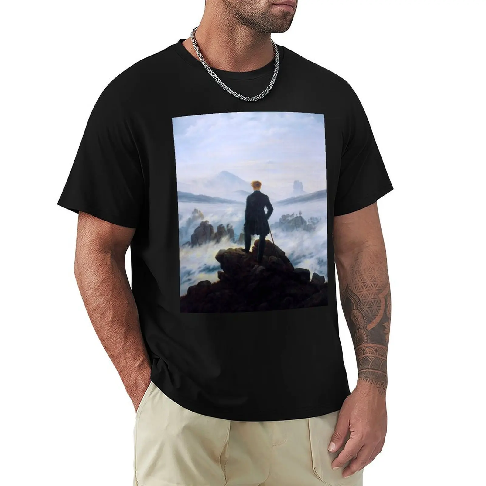 

Caspar David Friedrich Wanderer above the sea of fog T-Shirt blacks anime figures mens plain t shirts
