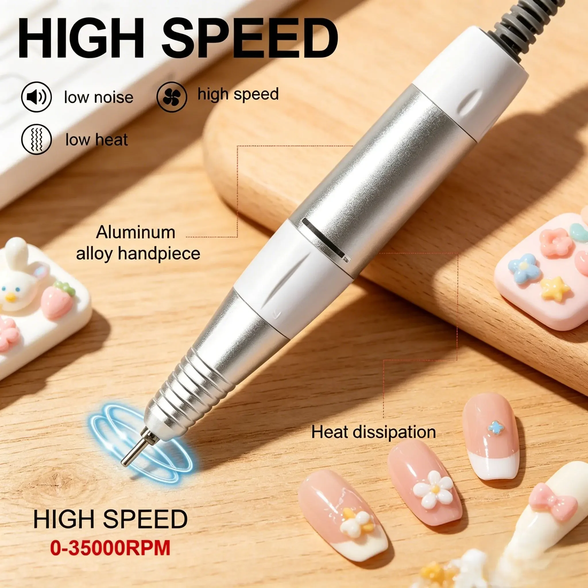 

Professional High‑Speed 35000RPM 5‑Pin Nail Drill Handpiece, Ergonomic Replacement Drill Pen Handle for Manicure, Pedicure