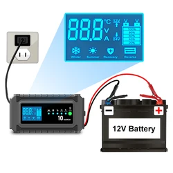 10A Smart Car Battery Chargers 12V 24V Automotive Charger Battery Trickle Charger For Lead-Acid Batteries