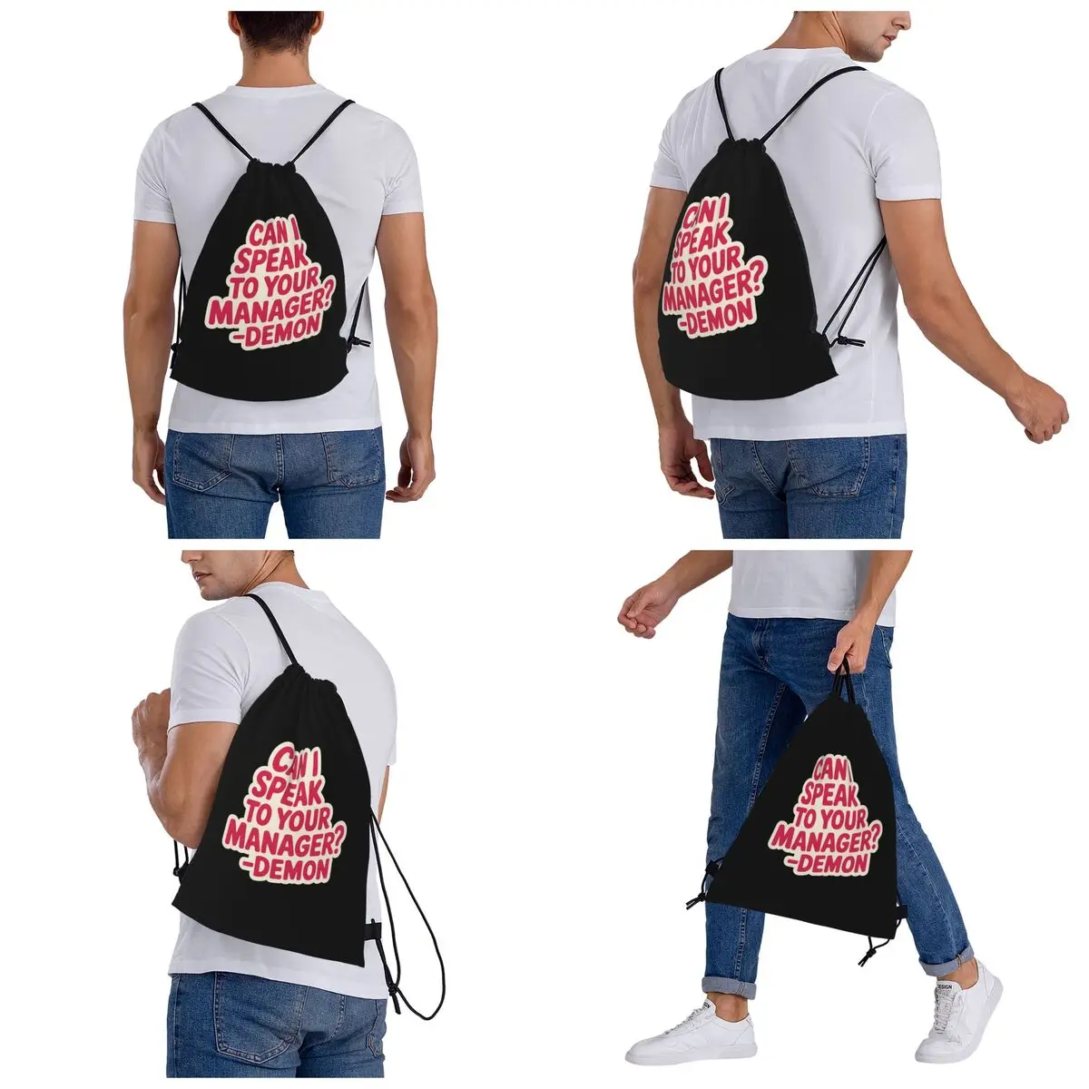 Phasmophobia - Demon Backpacks Fashion Drawstring Bags Sports Bag Book Bags for Travel Students
