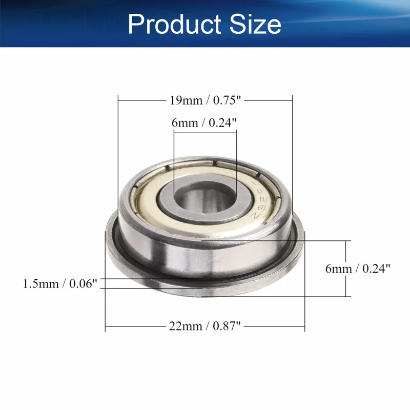 5 قطعة F626ZZ تحمل ، 6x19x6 مللي متر ذات حواف مصغرة كرة أخدود عميقة تحمل ، مزدوجة مختومة تحمل الصلب P0 للطابعة CNC/3D