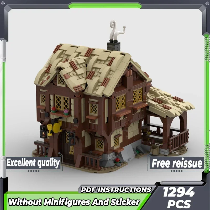 Middeleeuwse Street View Model Moc Bouwstenen Dorp Tavern Technologie Modulaire Blokken Geschenken Kerst Speelgoed DIY Sets Montage