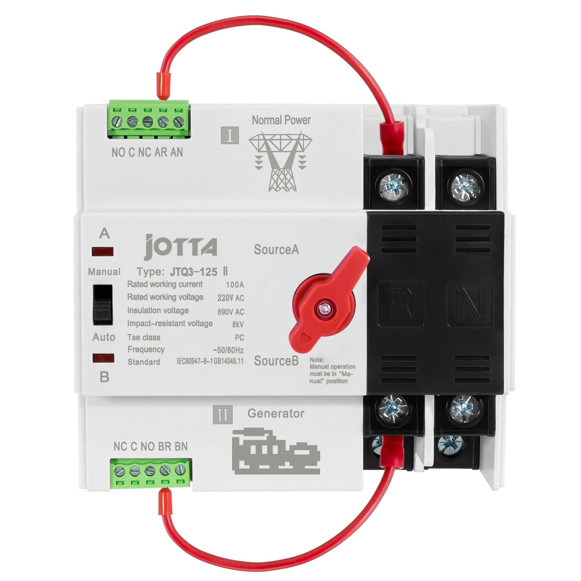 JOTTA 2P 100A 220V Mini ATS interruptor de transferencia automática interruptores selectores eléctricos interruptor de alimentación Dual