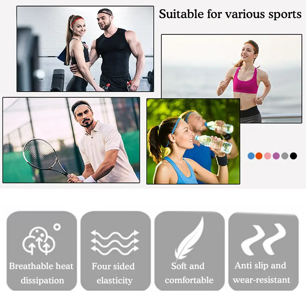 Fascia per capelli sportiva Unisex striscia di Silicone antiscivolo guida del sudore fasce elastiche fascia antisudore Yoga Running accessori per