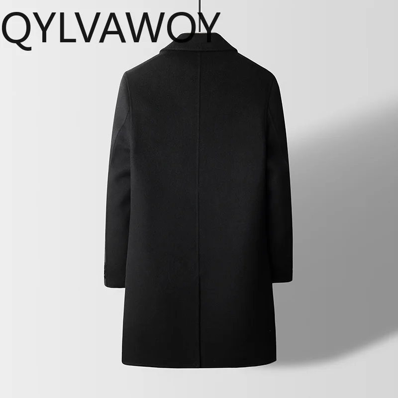 QYLVAWOY 70% Wool Men Jacket Double-faced Mid Length Clothes for Man Jackets Business Casual Woolen Windbreaker Casacos 2026